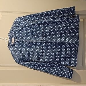 Madewell Patterned Button Denim Long Sleeve Blouse (Small)